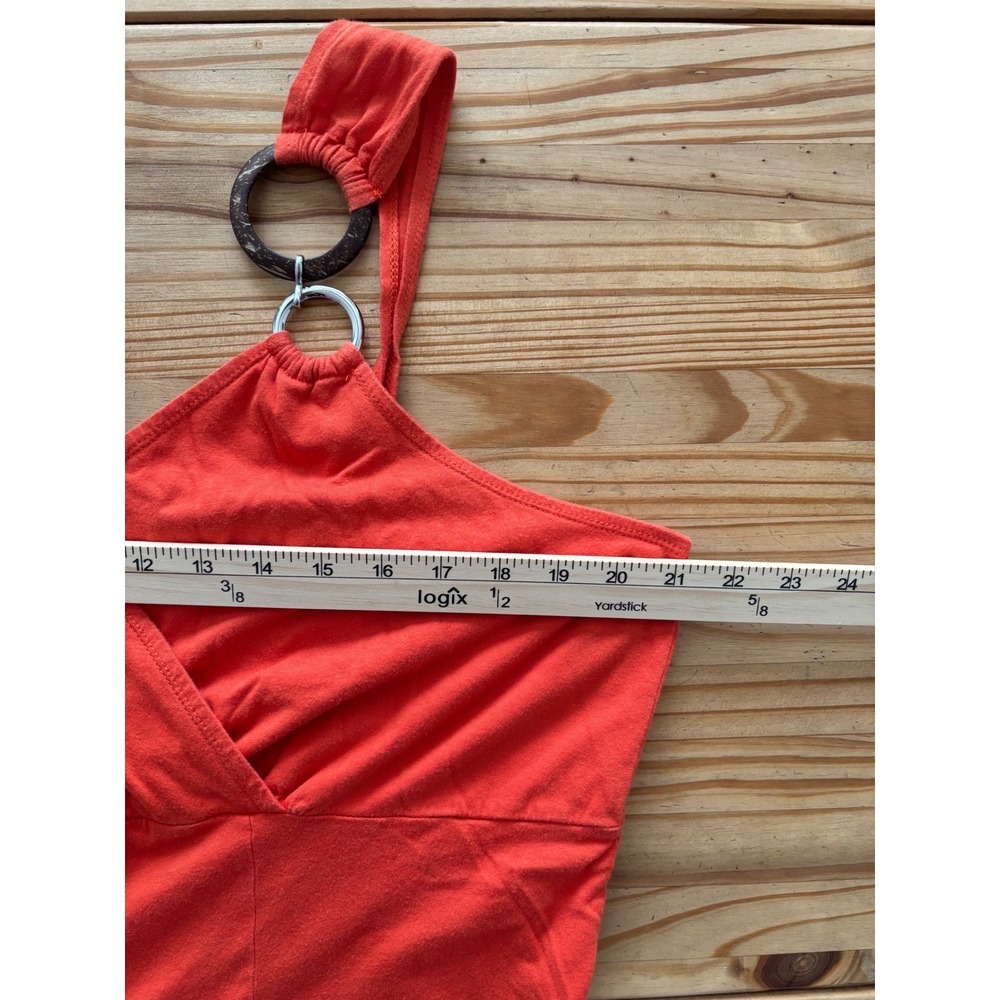 Avenue Maxi Dress 22/24 Orange Sleeveless Ring Detail V-Neck Surplice - Picture 6 of 10